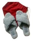 Pantufa Pelúcia Azul Tamanho 38 Acompanha Saquinho Vermelho Com Corda