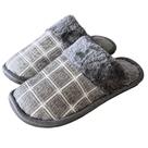 Pantufa Xadrez Cinza Premium Antiderrapante Confortável Masculina Peluciada Adulto Chinelo Inverno Quarto Frio Pai Presente Fleece - 40/41