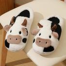 Pantufas De Pelúcia De Vaca Em Estilo Cartoon Neutras Para Casais, Antiderrapantes, Quentes Para O