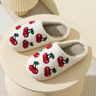Pantufas Femininas De Pelúcia Macias Com Cerejas, Chinelos Fofos E Confortáveis De Pelo Para Casa,