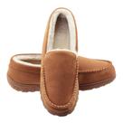 Pantufas mocassim masculinas Lulex para uso interno e externo, pelúcia bege, tamanho 10 M