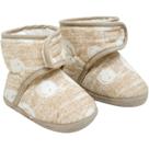 Pantufas Sapatinho Infantil Bebe Marrom Claro Forrada tiras autocolantes