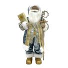 Papai Noel Azul 60cm com Cajado - Decoração Sofisticada