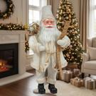 Papai Noel Bege Grande Enfeite Natalino Decoração Natal Luxo - Bege