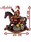 Papai Noel Cavalo de Balanço Cerâmica Luzes e som