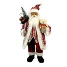 Papai noel com saco de presentes e ursinho com laço 60cm Papai noel com saco de presentes e ursinho com laço 60cm