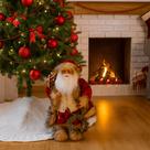Papai Noel de Mesa com Saco de Presente e Guirlanda 30cm Natal
