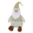 PAPAI NOEL DECORATIVO EM POLIESTER DOURADO E BRANCO 27cm