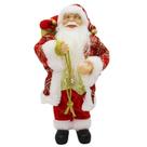 Papai Noel em pé com roupão vermelho com dourado e saco de presentes 30 cm Papai Noel em pé com roupão vermelho com dourado e saco de presentes 30 cm