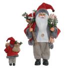 Papai Noel Em Pe Esquiador Vermelho E Cinza 30cm Papai Noel Em Pe Esquiador Vermelho E Cinza 30cm