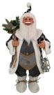 Papai Noel Grande Cinza Xadrez Decoração Natal 70cm