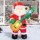 Papai Noel Inflável de Natal com Guitarra - 2m - Decoração de Exterior