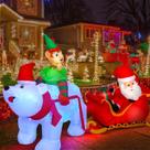 Papai Noel inflável de Natal Max Fun em trenó de 2,9 m com LEDs