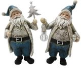 Papai Noel Jogo c/2 Azul de Resina Decoração Natal 25cm Papai Noel Jogo c/2 Azul de Resina Decoração Natal 25cm