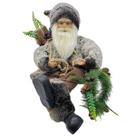Papai Noel Lenhador Sentado Com Saco de Presente e Guirlanda Tok da Casa Papai Noel Lenhador Sentado Com Saco de Presente e Guirlanda Tok da Casa