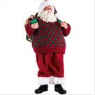 Papai Noel Luxuoso Mochileiro Vemelho Verde Xadrez 28Cm