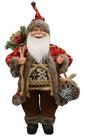 Papai Noel Médio Country Marrom/Vermelho Rústico 50cm