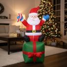Papai Noel Natal Presente Inflável C/Luz Led Decoração 1,80m Papai Noel Natal Presente Inflável C/Luz Led Decoração 1,80m