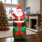 Papai Noel Natal Presente Inflável C/luz Led Decoração 1,80m