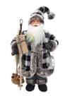 Papai Noel Pequeno Cinza Xadrez Decoração Natal 30cm