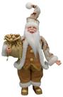 Papai Noel Pequeno Linho Marrom Decoração Natal 30cm Papai Noel Pequeno Linho Marrom Decoração Natal 30cm