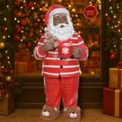 Papai noel preto c/ pantufas de ursinho - 26cm Papai noel preto c/ pantufas de ursinho - 26cm