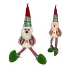 Papai Noel Sentado Natal Natalino Acende Luz Pernas Moles Festa Fim de Ano Decoraçao Mesa Estante Boneco Iluminado Evento Casa Trabalho
