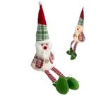 Papai Noel Sentado Natal Natalino com Luz Pernas Moles Decoraçao Festa Fim de Ano Mesa Estante Enfeite Boneco Iluminado Casa Trabalho Evento Confrater