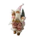 Papai Noel Sentado Rosa e Branco 45cm - Decoração Natalina