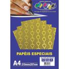 Papel A4 150g 10fls Glitter Ouro Coração Off Paper