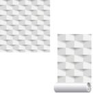 Papel Adesivo Decorativo Gesso Abstrato 3D Geométrico Cinza 10m