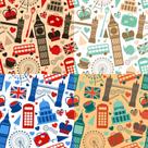 Papel Adesivo Vinil Londres multicores - Fosco