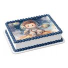 Papel arroz comestível para bolo festa comemoração aniversário menino astronauta aquarela baby cute