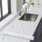 Papel de contato de bancada Abyssaly Marble White Grey 60x1000cm
