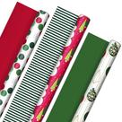 Papel de embrulho de Natal Hallmark, 3 rolos, reversível, 120 pés quadrados