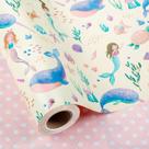 Papel de embrulho Flyhill Reversível Mermaid 17x10m para aniversário infantil