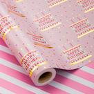 Papel de embrulho MAYPLUSS Pink Birthday 43cm x 10m Metálico