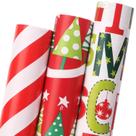 Papel de embrulho para presente Ribbli Christmas 3 rolos 43x305 cm
