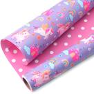 Papel de embrulho Ribbli Unicorn Birthday Reversível 17x10cm Papel de embrulho Ribbli Unicorn Birthday Reversível 17x10cm