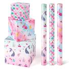 Papel de embrulho WERNNSAI Mermaid 3 rolos 43cm x 3m para meninas