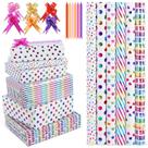 Papel de embrulho xunhewi 6 rolos 43x305 cm com 6 laços