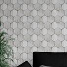 Papel De Parede 3D Adesivo Para Decoração Geométrico Em Tons De Branco Cinza E Dourado