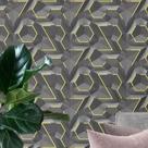 Papel de Parede 3D Labirinto Preto Fios Dourados Gold Autocolante Lavável