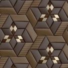 Papel De Parede 3D Marrom E Dourado Geometrico Autocolante