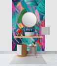 Papel de Parede 3D Painel 1,5M Folhas Jiboia Colorida Vivo Folhagem Auto Colante Vinílico Lavável
