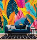 Papel de Parede 3D Painel 2,5M Folha Bananeira Decorada Jadim Realista Auto Colante Lavável
