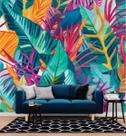 Papel de Parede 3D Painel 2,5M Folhas Figueira decorada Jadim Realista Auto Colante Lavável