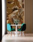 Papel de Parede 3D Painel 2M Folhas Floresta Dourada Vinil Folhagem Auto Colante Vinílico Lavável