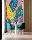 Papel de Parede 3D Painel 2M Folhas Tropicais Decoradas Jadim Realista Auto Colante Lavável