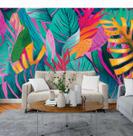 Papel de Parede 3D Painel 3M Folhas Jiboia Colorida Vivo Folhagem Auto Colante Vinílico Lavável